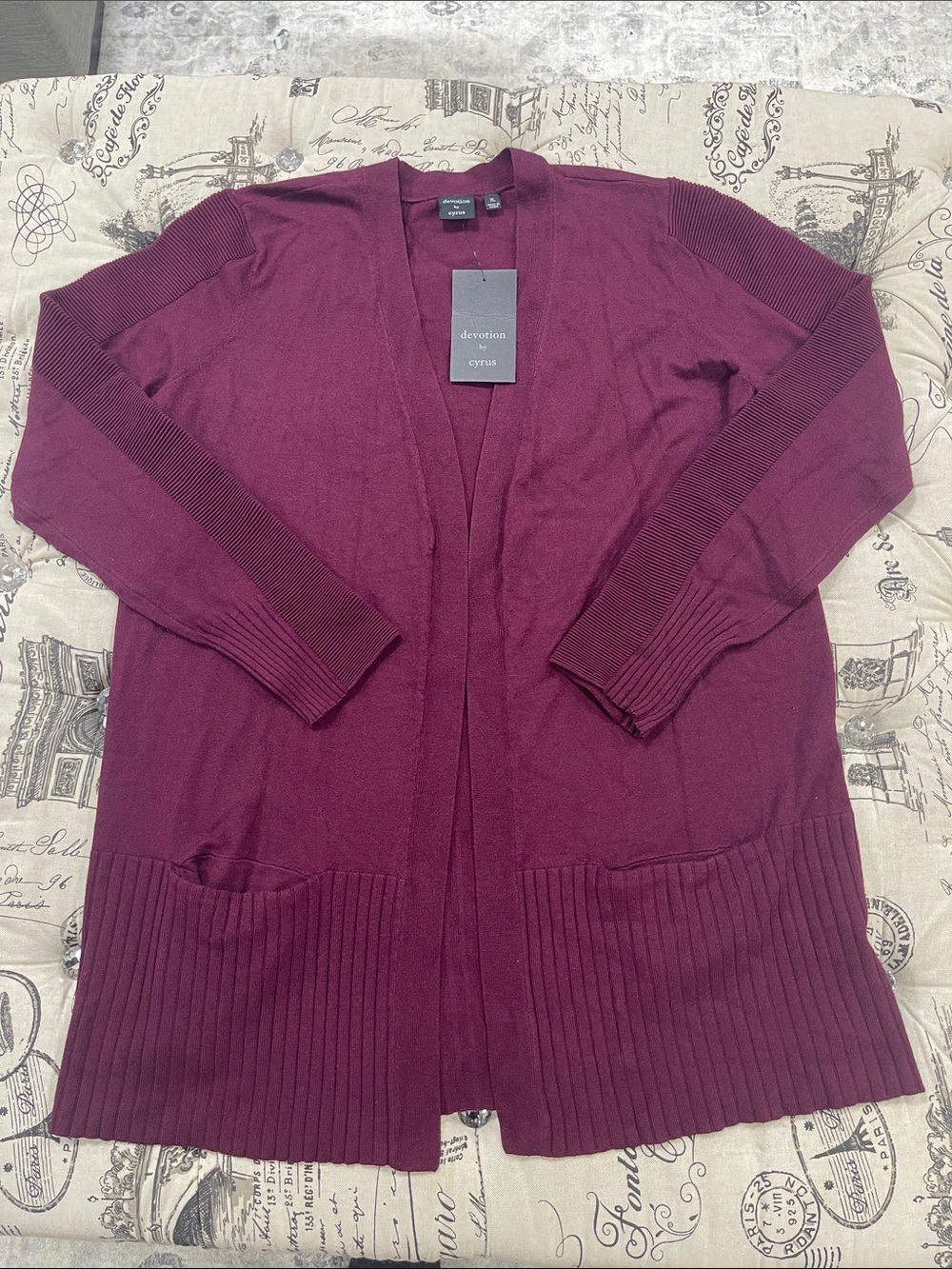 🇨🇦  Devotion by Cyrus Open-Front Wine Cardigan